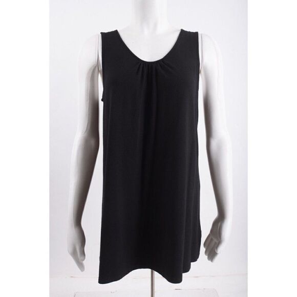 Eileen Fisher Womens Shirt Top Black M Medium Black Rayon Lycra Sleeveless - Picture 1 of 6